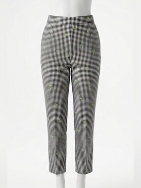 Peter‎ Martin Vintage Silk Gingham Pants Embroidered Whimsigoth Y2K Trousers 8⁠